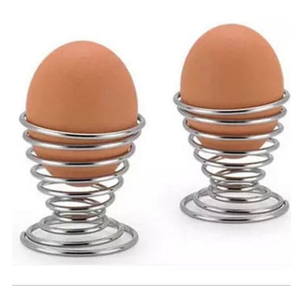 [LCS] 6 stk. eggekopper i rustfritt stål med spiralfjær til frokost, hardkokte egg, grill/eggstativ