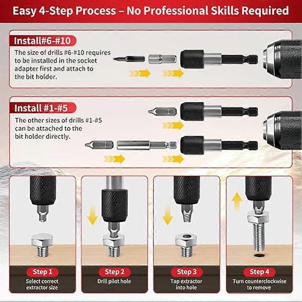 33PC Skrueudtrækkersæt Brækket Boltfjerner Kit HSS Easy Out med Magnetisk Holder Topnøgleadapter Etui