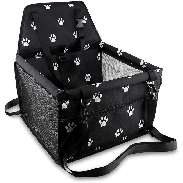 Husdjursbilbältesstol för hundkatt bärbar och andningsbar väska med säkerhetsbälte Black