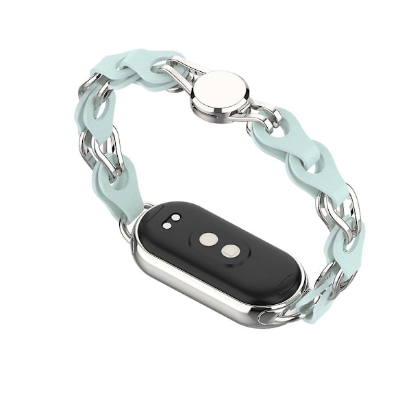 Til Xiaomi Smart Band 8 Magnetisk Ur Ægte Koskindslæder + Armbånd i Aluminiumlegeringskæde Blue