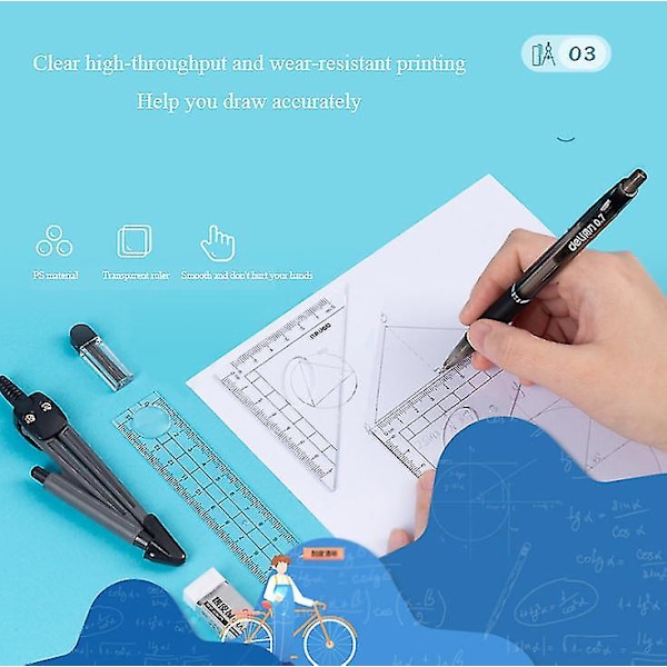 Matematisk Passer Linjaler Geometrisett Sett 8 Deler Student