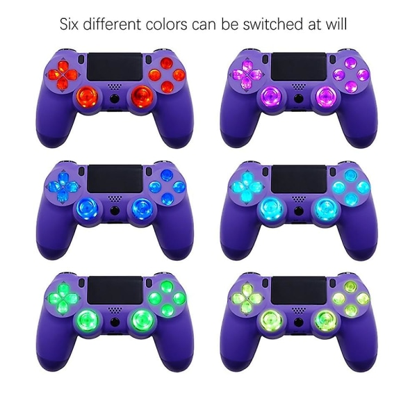 LED mod kit for PS4 trådløs kontroller lysbrett DIY knapp analog joystick spillhåndtak gamepad modell reparasjonsdeler