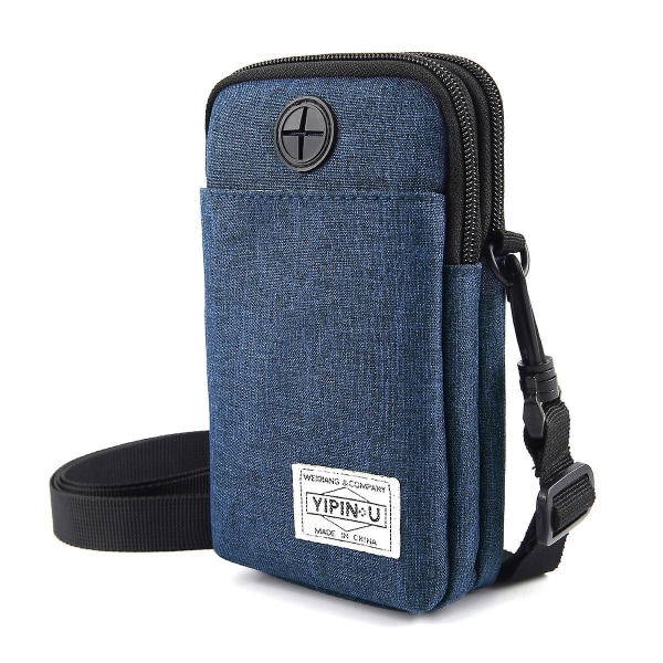 Multifunktionell halshängande mobiltelefonväska Passväska Mini vattentät förvaringsväska Messenger Bag Midjehängande väska blue