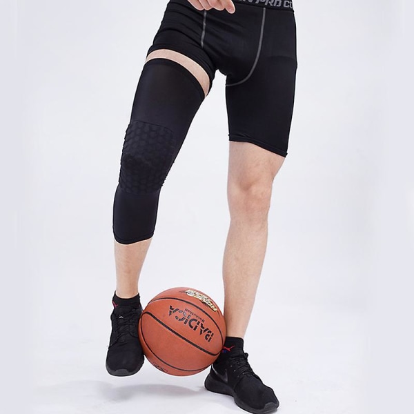 Basketboll Knäskydd Förlängda Andningsbara Kompressions Knä Vad Ärmar Skydd Red M