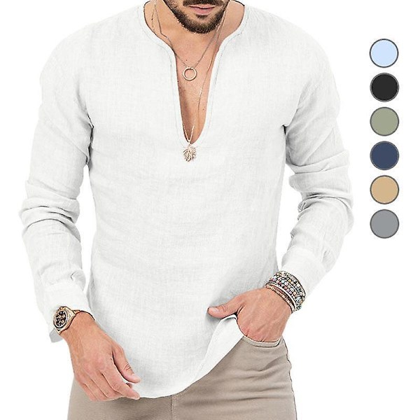 Slim linned langærmet t-shirt herre sort L