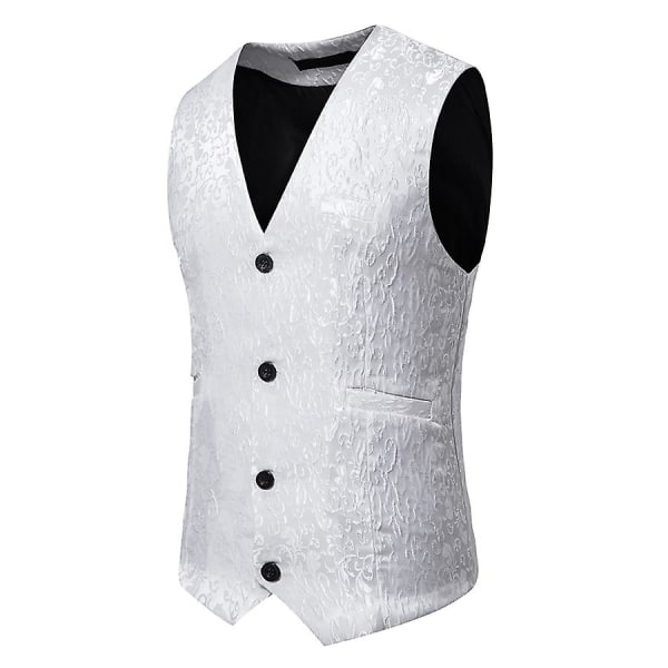 Dräktväst för män Business Slim Fit Formell klänning Waistco WHITE 2XL