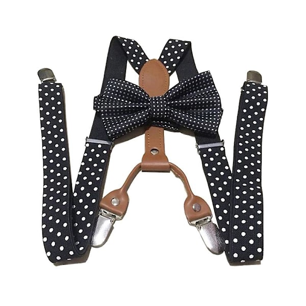 Herr Dam Prickig Slips Hängslen 4 Clips Läder Suspensório Hängslen Black