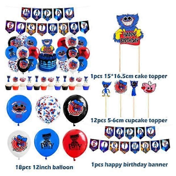 Poppy Huggy Wuggy Ballongbåge för Barnkalas - Grattis på Födelsedagen