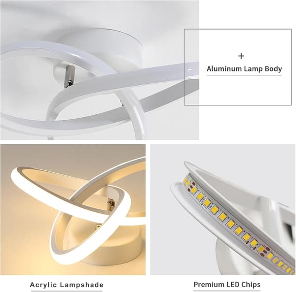 [LCS] Modern LED Ceiling Light, 22W Clover-shaped LED Ceiling Lamp 2500LM, Hall Chandelier, Warm White 3000K, White, Dia 25cm [Energy Class E]