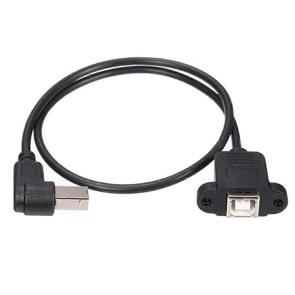 USB 2.0 B Hann til USB B Hunnkontakt Skriver Panelmontering Skjøteledning 50cm black