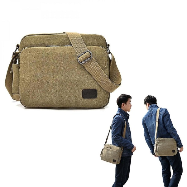 Canvas Axelväska Herr Messenger Bag Crossbody Handväska Vintage Verktygsväska Brown