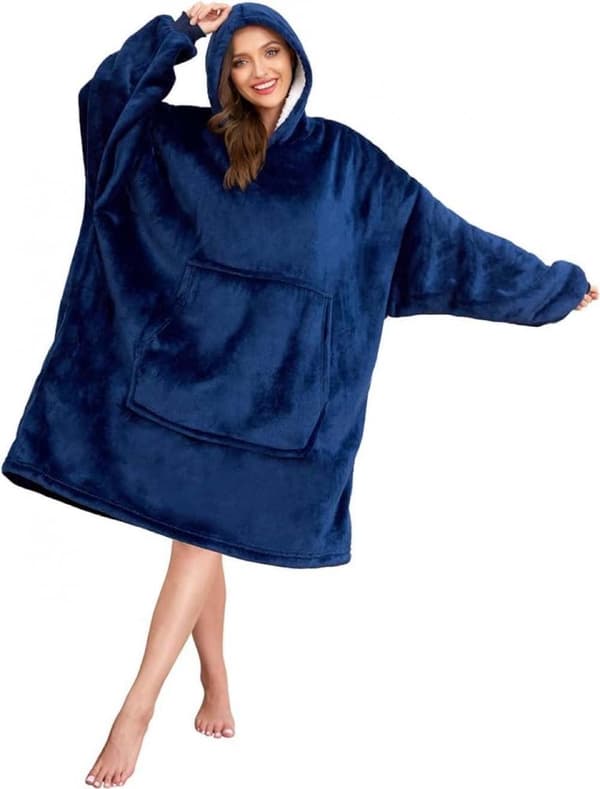 [LCS]Snuggie Oversized Filt Hettegenser M\u00f6rkbl\u00e5