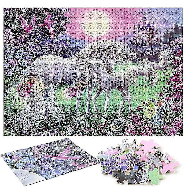 Unicorn Pegasus Puslespill, 1000 brikker Pedagogisk Dekompresjons Puslespill, Veggdekorasjon