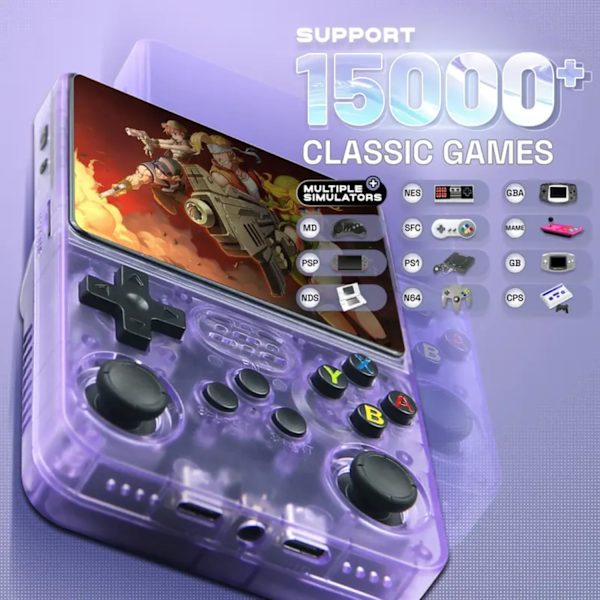 [LCS]R36S Retro Handheld Game Console with 3.5-inch IPS Screen, 64GB TF Card Pre-installed with 10,000+ Games, Open Source Linux System, Red Red