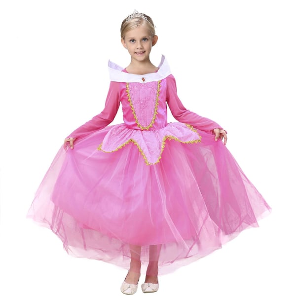 Prinsessklänning Regnbåge Tyllklänning Födelsedag Barnkläder pink 120cm