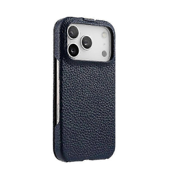 [LCS] MELKCO Vertical Flip Case in Genuine Cowhide + PC for iPhone 17 Pro Max (MagSafe Compatible) Blue
