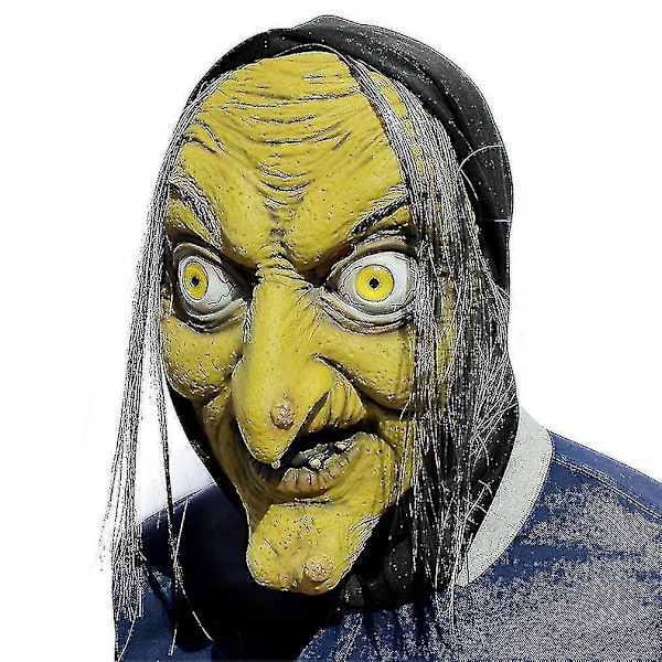 Halloweenmask skräck häxmask häxa läskig latex huvudbonad dans