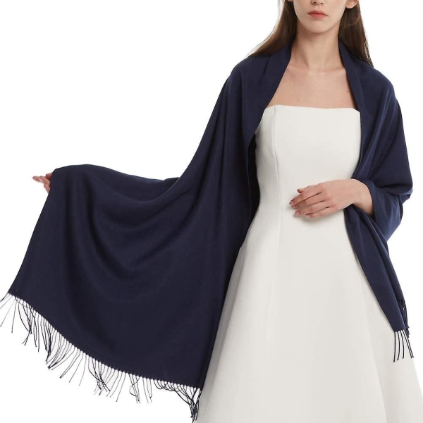 Vinterscarf kashmirliknande pashminasjal wraps mjuk varm filt 02-blue navy
