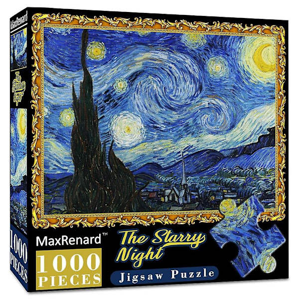 Puslespill Van Gogh Stjernenatt Papir Montering Maleri Puslespill Leker