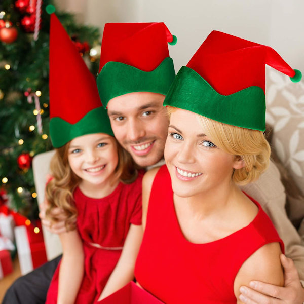 Paket med 4 Röda Filt Tomtehattar Jul Tomte Tomtehattar Julhelg Party Kläder Gåvor Tonårsaccessoarer