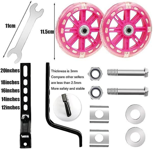 [LCS]LED blinkende cykelstøttehjul stabilisatorsæt Pink