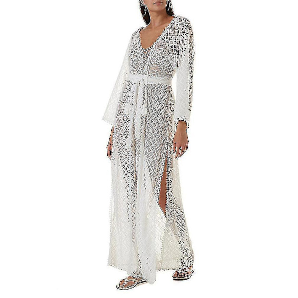 Blonde bikini cover up solcreme bindebånd solcreme kaftan strandtøj d
