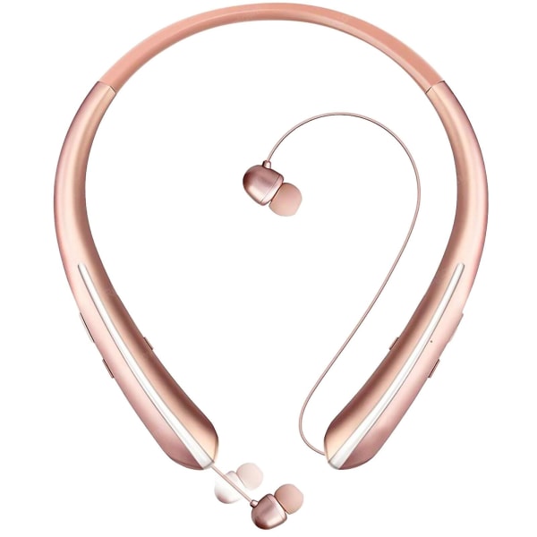 Bluetooth Hörlurar Sport Nackband Trådlöst Headset Hifi Stereo Hörsnäckor Mikrofon Rose Gold