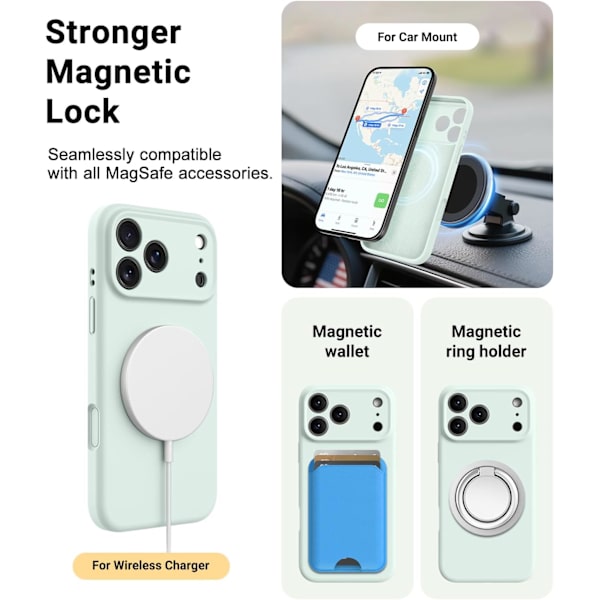 [LCS] Mint Green Magsafe Compatible Case for iPhone 17 Pro Max iPhone 17 Pro Max vert menthe