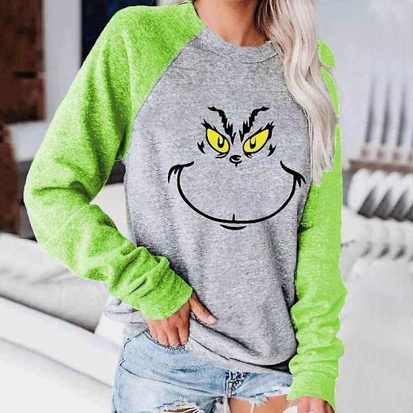 Stygg Julegenser Dame Grinch Slem Julefjes Genser Gray M