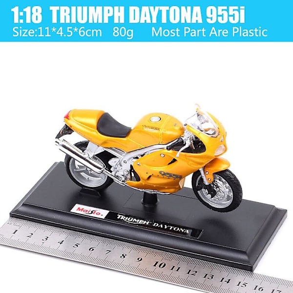 Maisto 1/18 mittakaavan lasten Triumph Daytona 955i moottoripyörämalli painevaletut ja leluajoneuvot Tour Sport -pyörän replikat pojille kulta