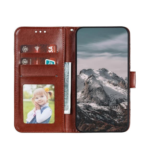 [LCS]För Xiaomi Redmi Note 11 Pro Sol Mandala Präglingsmönster Telefon Läderfodral med Hållare & Kortplatser & Plånbok & Snodd (Röd) Brown