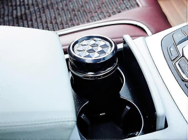 Bærbart bilaskebeger med blått LED-lys, røykfritt askebeger for koppholder (svart) White