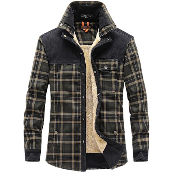 Herr Wanderer Jacka, Overland Flanelljacka, Långärmade Varma Fleece Skjortor Toppar Varma Business Shallow Army Green Red Coffee
