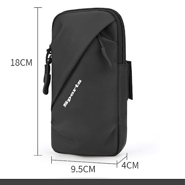 Sportarmband Svart Pu Unisex Armband Telefonhållare Fodral Black