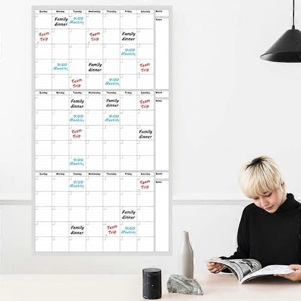 Super stort tre måneders sletbart kalender uden dato tidsplan WUD5517 White