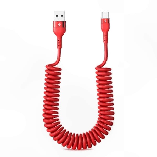 USB A til USB C opladerkabel, Type C ledning til telefon, holdbart strækbart erstatningskabel 98cm red