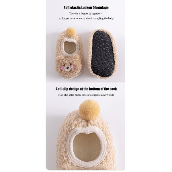 Baby Småbarn Anti-halk Fuzzy Slipper Floor Andas Tjocka Skor Strumpor pink 0-6months