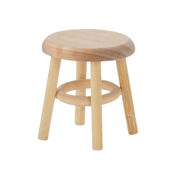 Miniatyrpall Rund Pall Sittmöbler för 1/12 Dockhus Kök Trä