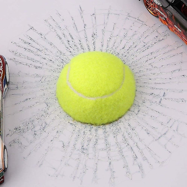3D-autotarrat, hauska pallo osuu auton ikkunaan särkyen lasin, ajoneuvon koristetarra tarvikkeet + kaavin (vihreä tennis)