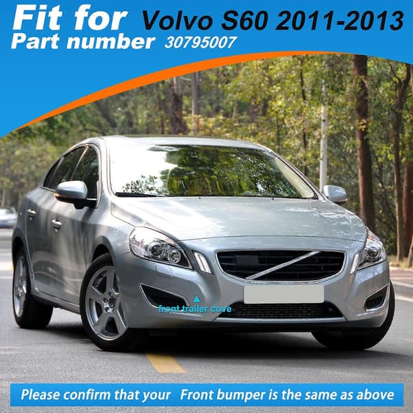 [LCS] Trækøjedæksel til forkofanger til Volvo S60 tilbehør 2011 2012 2013 30795007 39802519 Black Passenger Side
