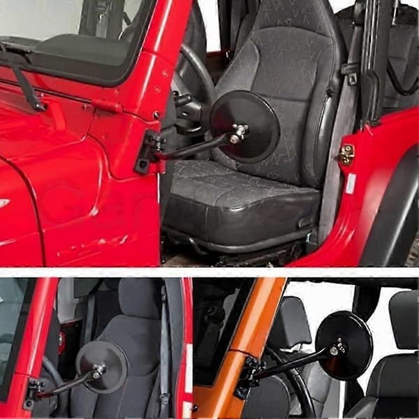 Off-Road Quick Release Spot Mirror til Jeep Wrangler TJ JK JKU A-Stolpe Bakspejl Adapter Modifikation Tilbehør Black