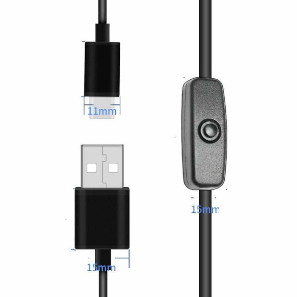 3a USB Type C-kabel med av/på-bryter Strømknapp Raspberry Pi Telefonlading