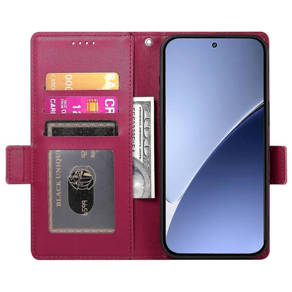 [LCS]För Xiaomi Redmi A5 4G (171.7mm)/Poco C71 4G Stativfodral PU Läder Plånboksfodral Multicolor Wine Red