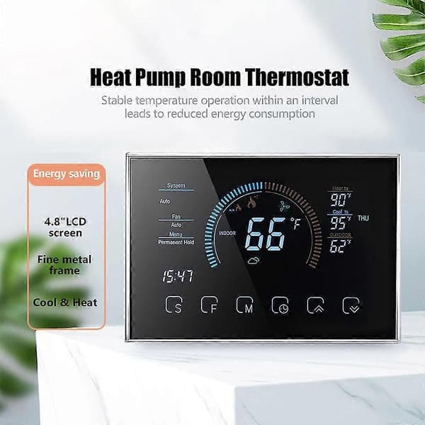 [LCS] Varmepumpe Rumtermostat Temperaturregulator 4,8 Tommer Farve LCD Silver Without WiFi