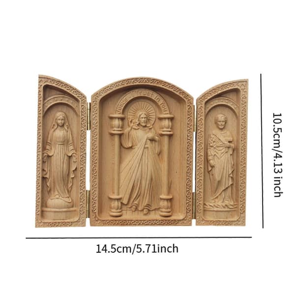 Triptykon Statue Ornament Religiøs Figur Skulptur til Soveværelse Udendørs Hjem