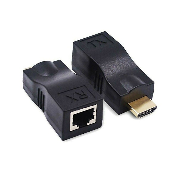 2 stk. 4k 1080p HDMI-forlenger til RJ45 over Cat 5e/6 nettverk LAN Ethernet-adapter