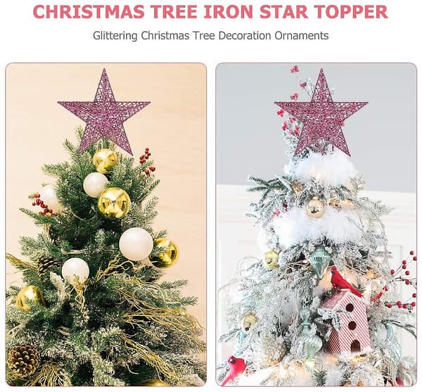 [LCS] Juletre Jernstjerne Topp Glitrende Juletrepynt Ornamenter Red