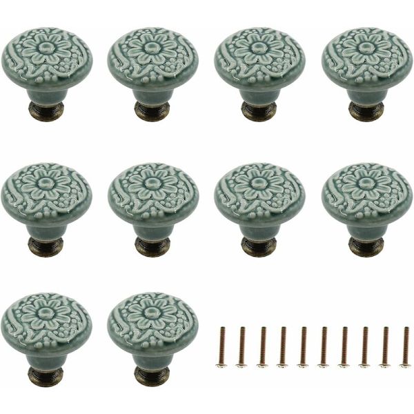 [LCS]10-pack Decorative Ceramic Knobs (Green) Drawer (Green) Cabinet Dr