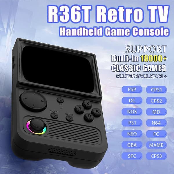 R36T Retro Handhållen Spelkonsol 18000+ Spel Vit