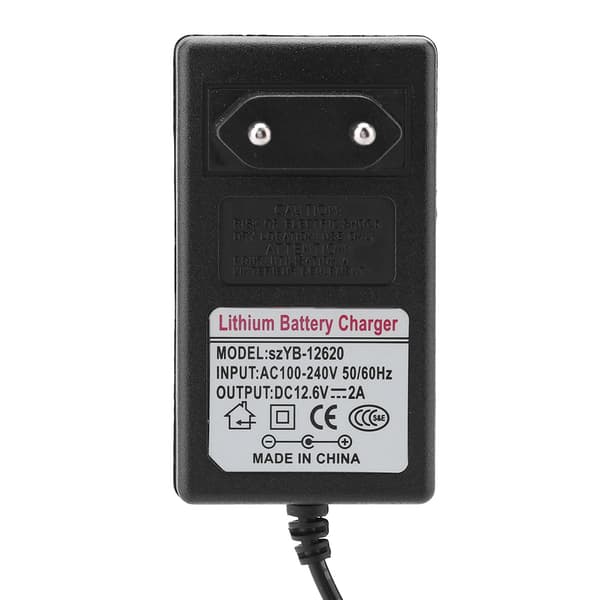 12.6V 2A DC Strømadapter Oplader til Lithium Ion Batteri 100-240V EU Stik